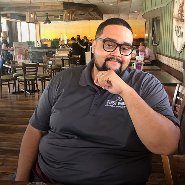 Bobby Baker sits at his families favorite First Watch location in Florida